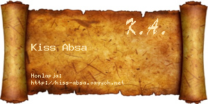 Kiss Absa névjegykártya